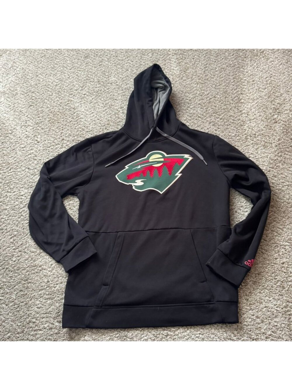 Minnesota Wild NHL Hoodie Adidas Climawarm Men's M Pullover Sweatshirt Black
